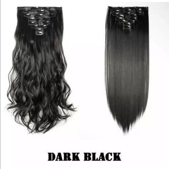 18Clips Black hair straight extension clips - Picture 2 of 5